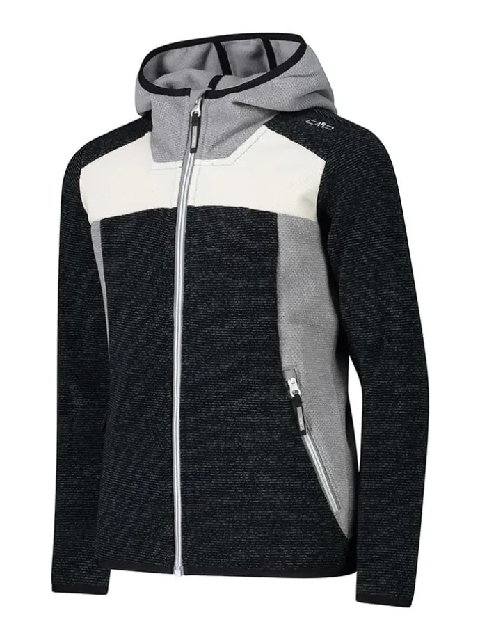 Fleecejacke in Schwarz/ Grau/ Weiß