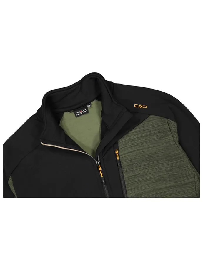 Fleecejacke in Schwarz/ Khaki
