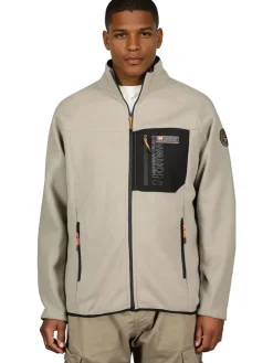 Fleecejacke "Thizy" in Beige/ Grau
