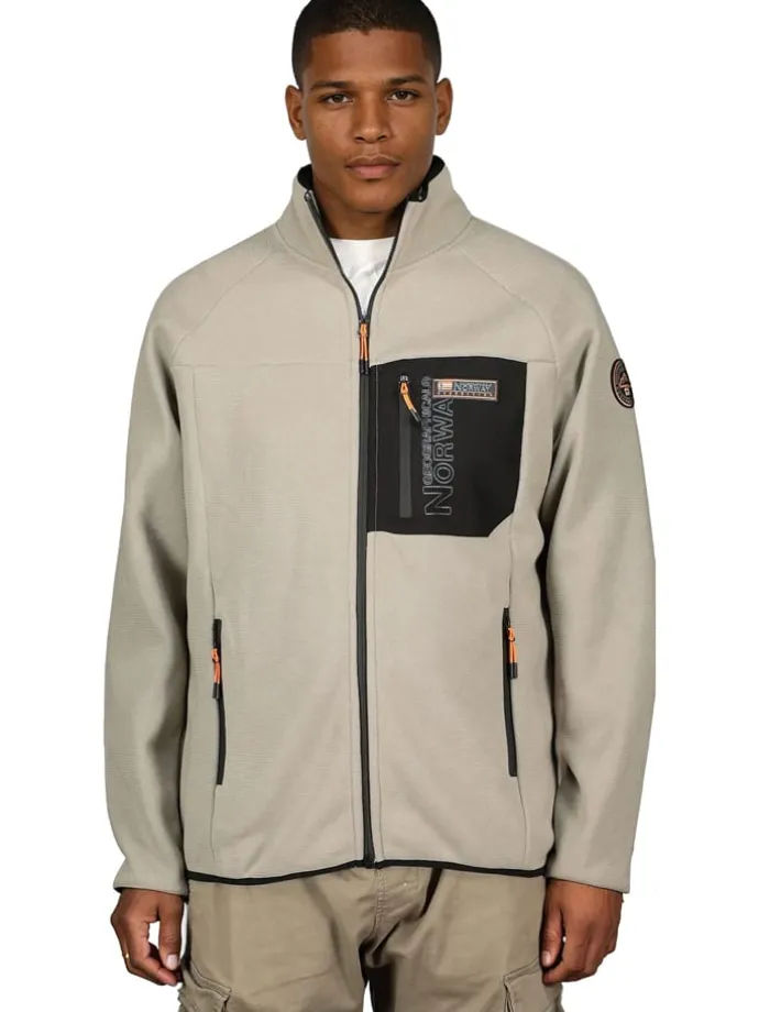 Fleecejacke "Thizy" in Beige/ Grau