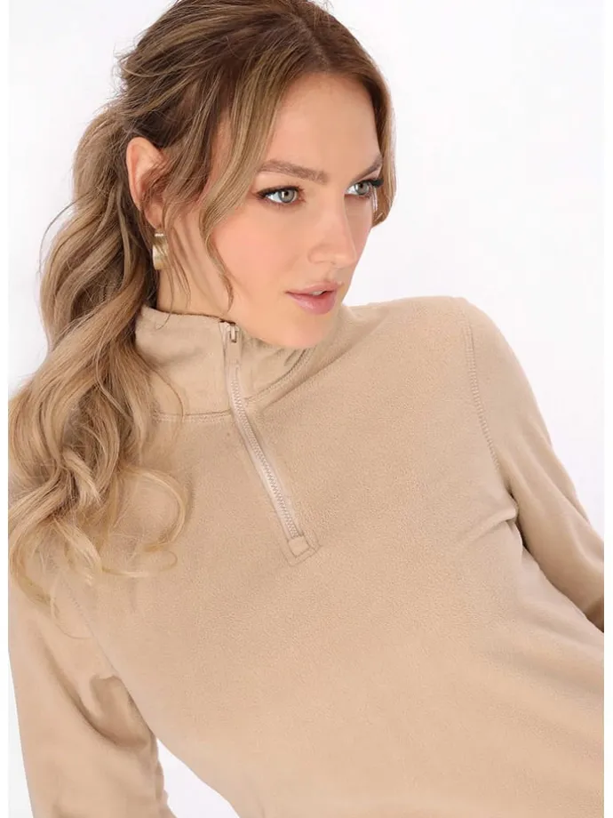 Fleecepullover in Beige