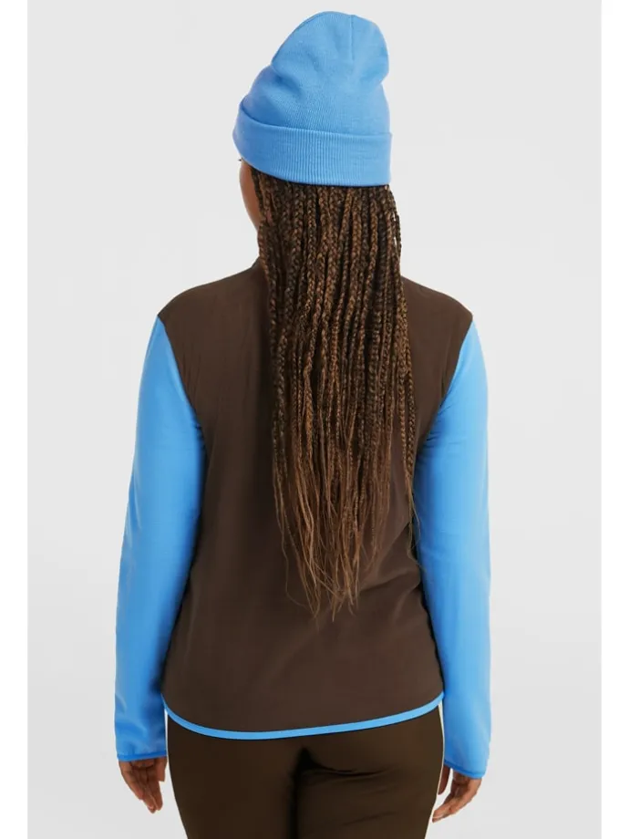 Fleecepullover in Braun/ Blau/ Beige