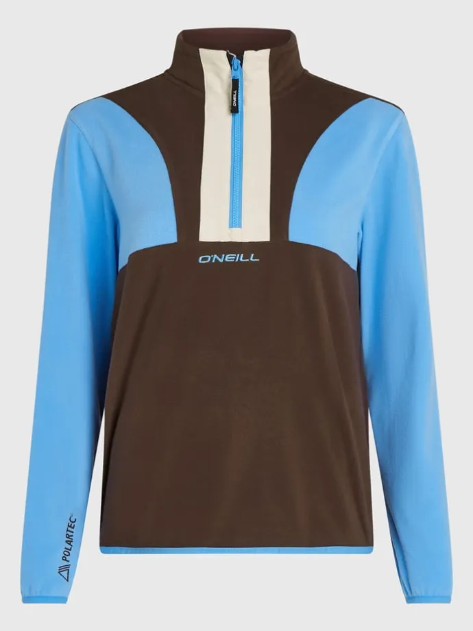 Fleecepullover in Braun/ Blau/ Beige