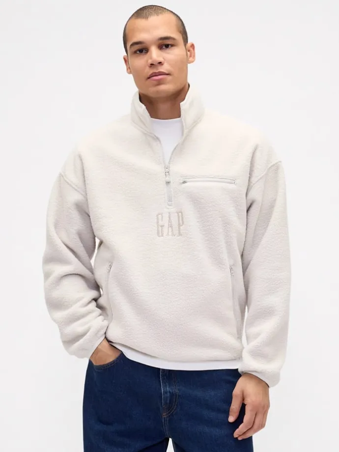 Fleecepullover in Creme