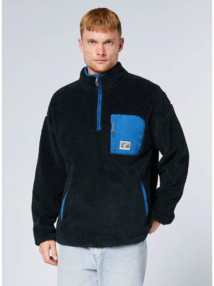 Fleecepullover in Dunkelblau/ Blau