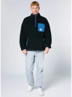 Fleecepullover in Dunkelblau/ Blau