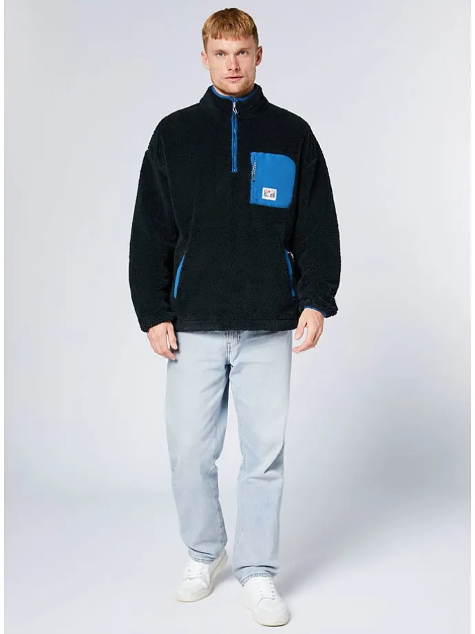 Fleecepullover in Dunkelblau/ Blau