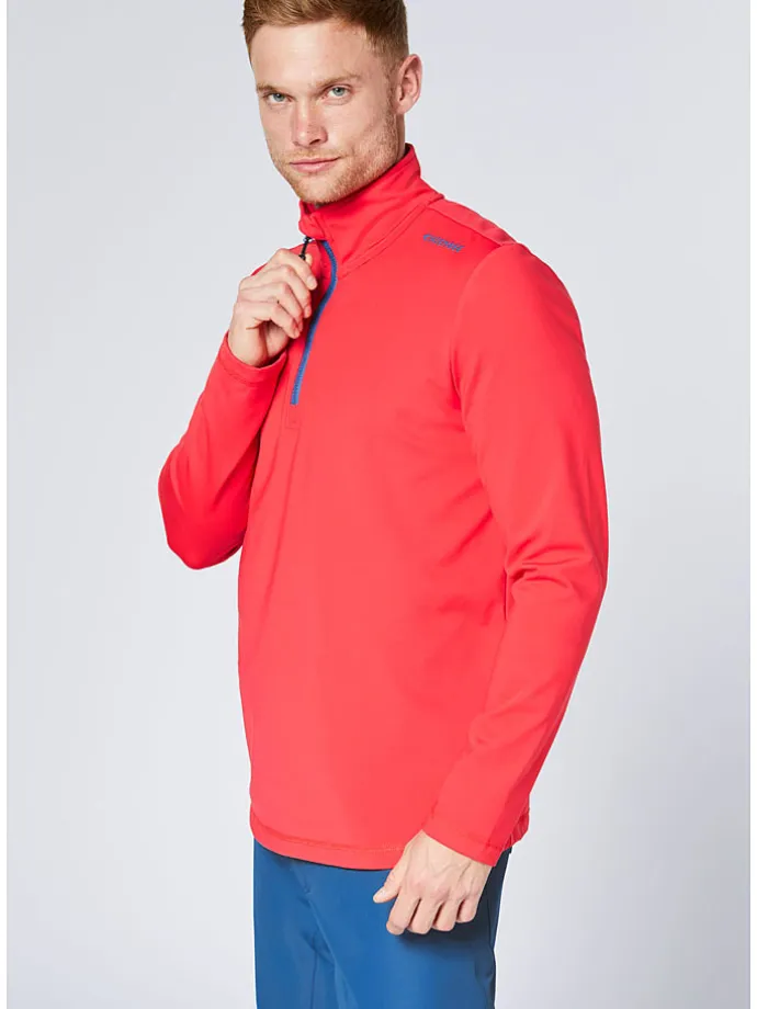 Fleecepullover in Rot/ Blau