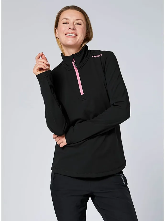 Fleecepullover in Schwarz/ Rosa