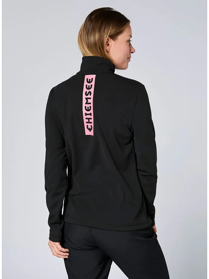 Fleecepullover in Schwarz/ Rosa