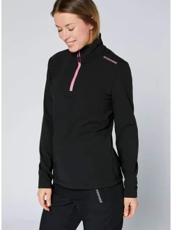 Fleecepullover in Schwarz/ Rosa
