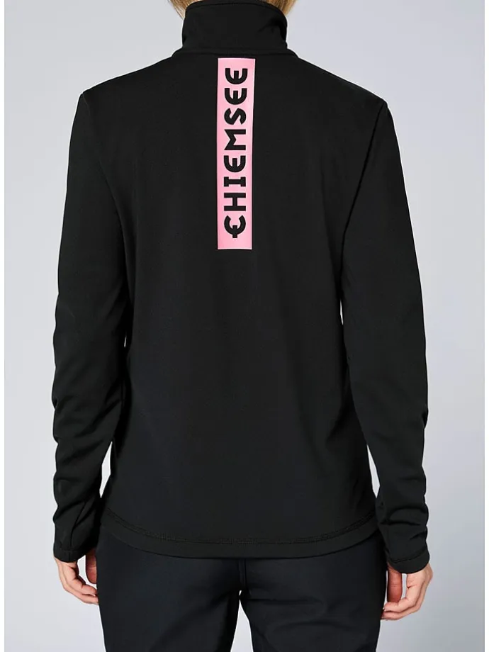 Fleecepullover in Schwarz/ Rosa