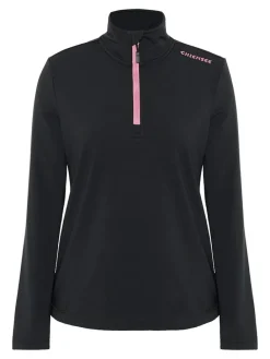 Fleecepullover in Schwarz/ Rosa