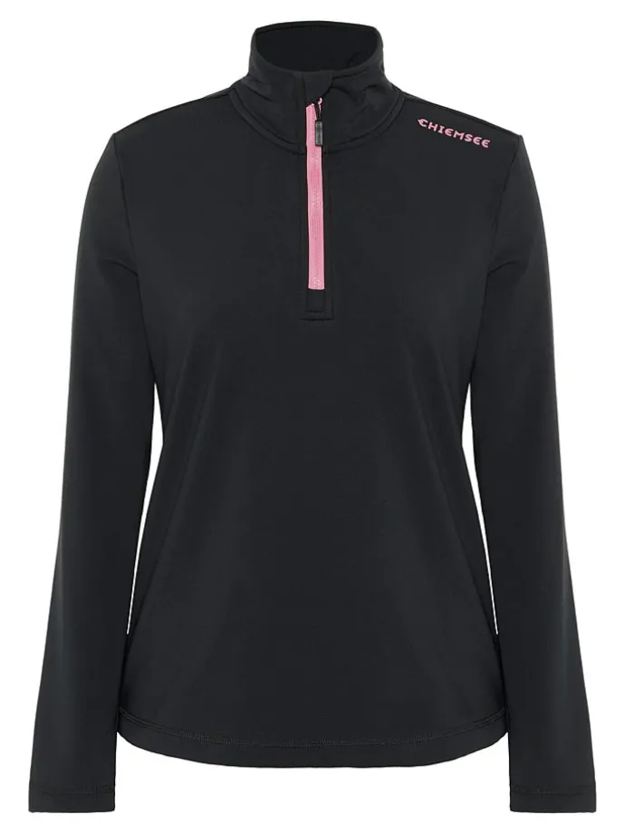 Fleecepullover in Schwarz/ Rosa