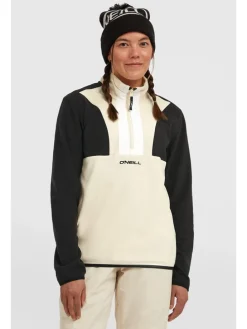 Fleecepullover in Schwarz/ Beige