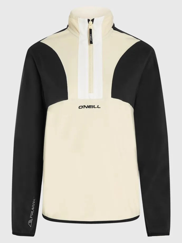 Fleecepullover in Schwarz/ Beige