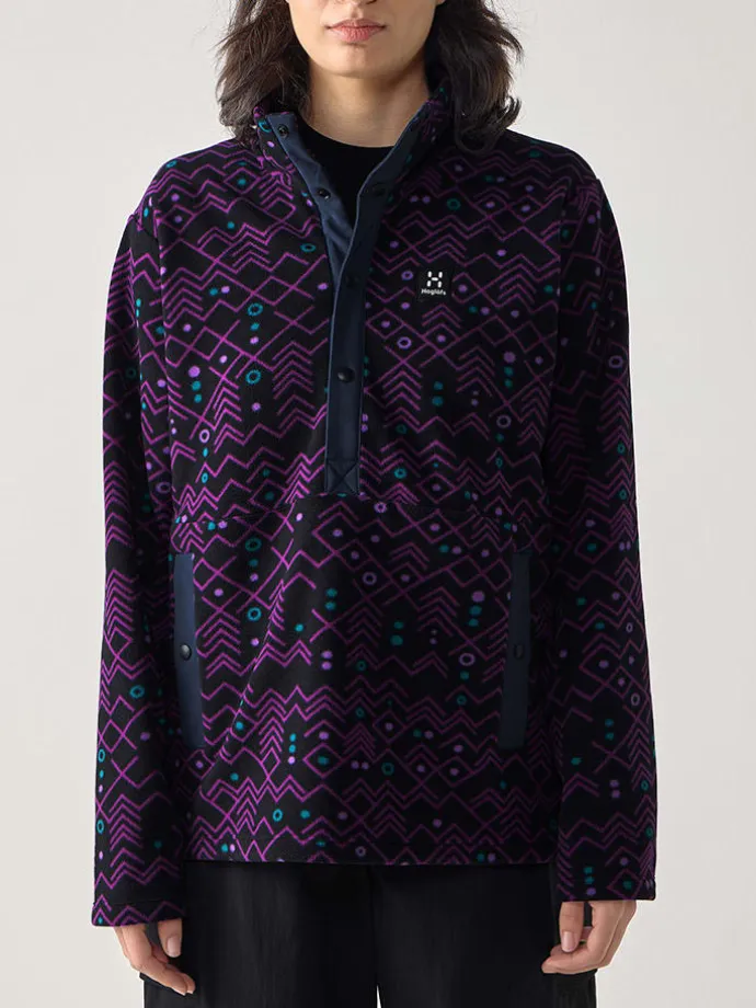 Fleecepullover "Mora Mid" in Lila/ Schwarz