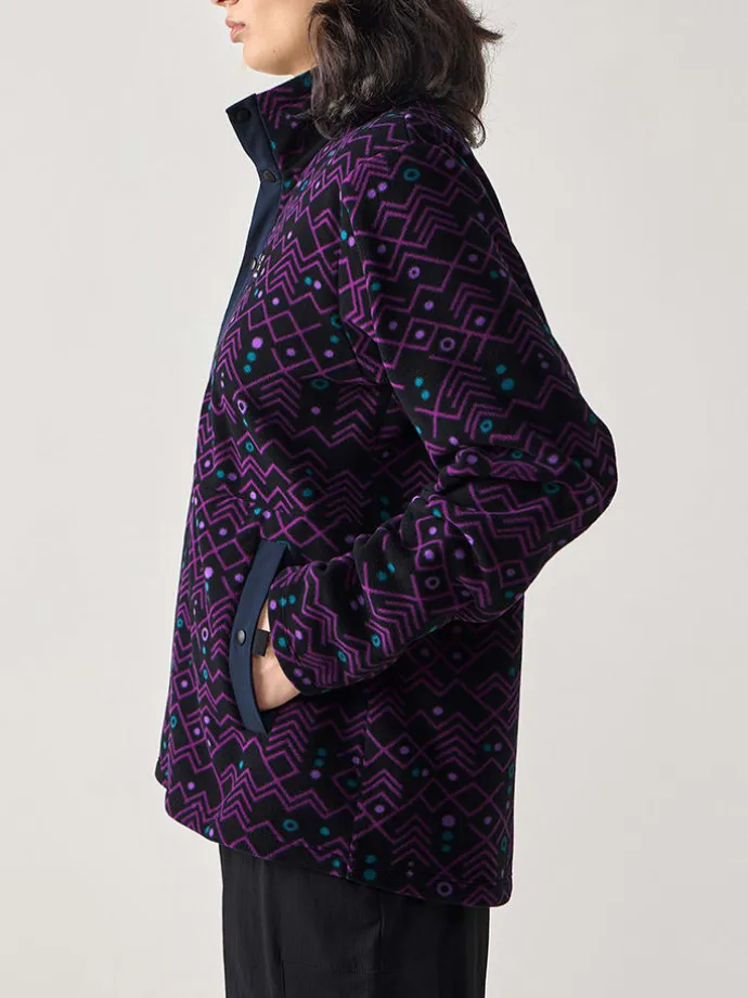 Fleecepullover "Mora Mid" in Lila/ Schwarz