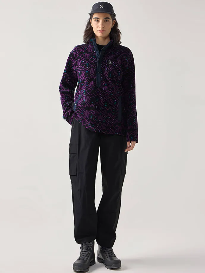 Fleecepullover "Mora Mid" in Lila/ Schwarz