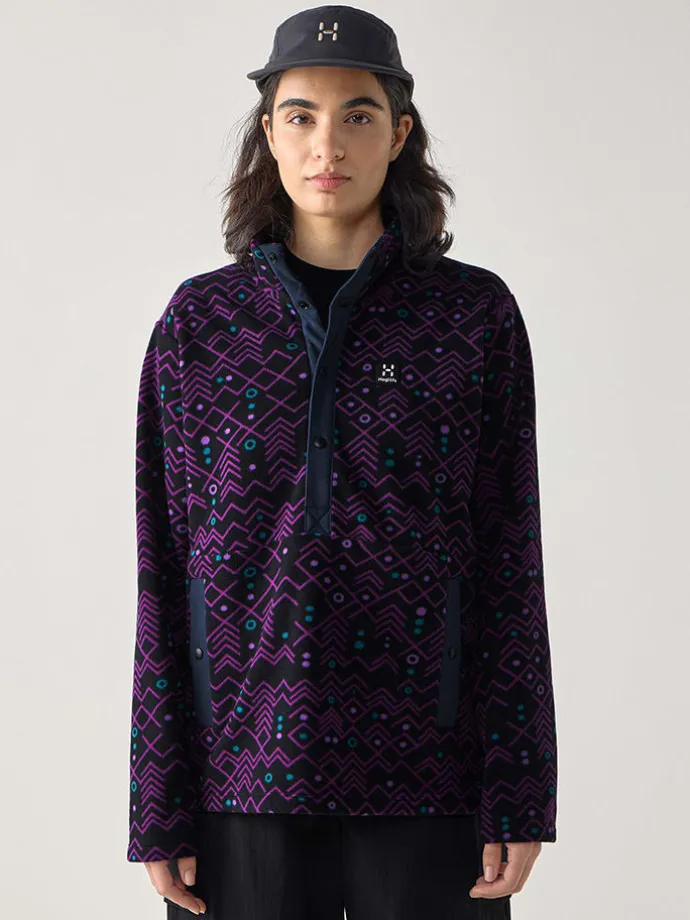 Fleecepullover "Mora Mid" in Lila/ Schwarz