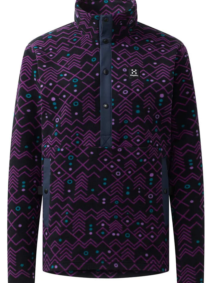 Fleecepullover "Mora Mid" in Lila/ Schwarz