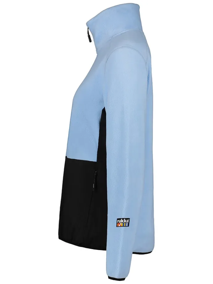 Fleecepullover "Peltoniemi" in Hellblau/ Schwarz