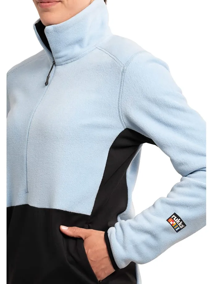 Fleecepullover "Peltoniemi" in Hellblau/ Schwarz