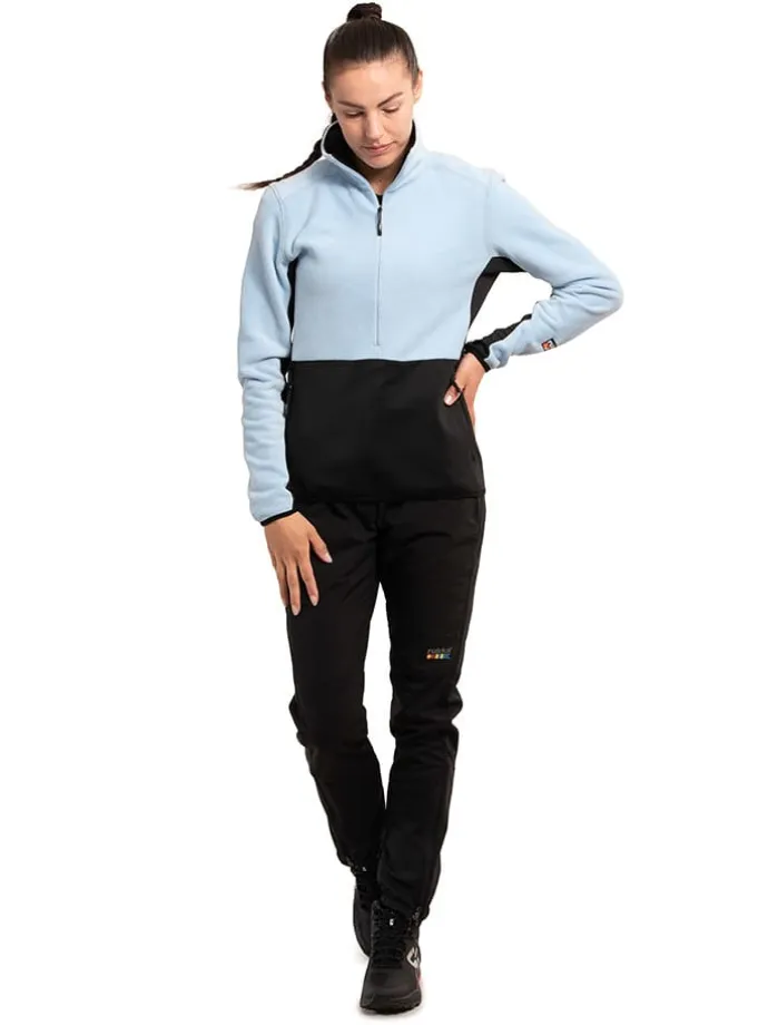 Fleecepullover "Peltoniemi" in Hellblau/ Schwarz