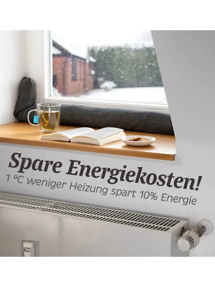 für Fenster bis 120cm - Waschbar - Energiesparend - Extra Lang