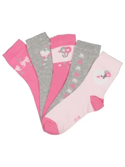 Für Mädchen 5er-Set: Socken in Rosa/ Grau