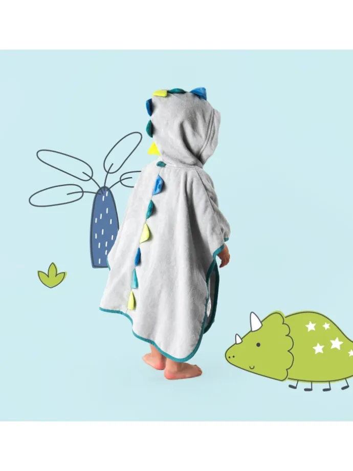 Frottee Badeponcho in Grau