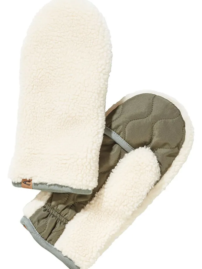Fäustlinge in Khaki/ Creme