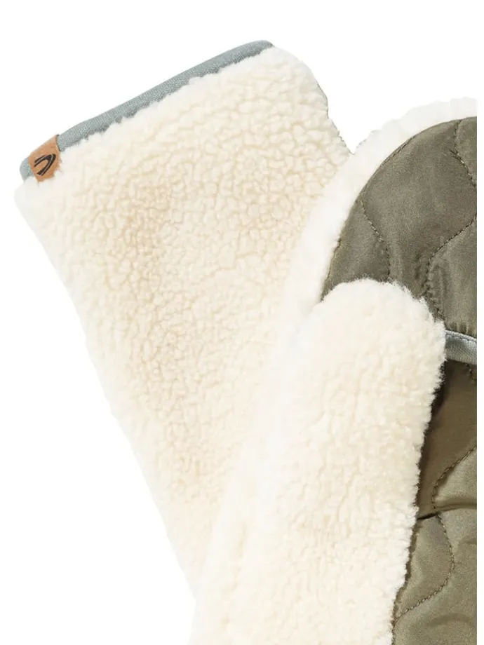 Fäustlinge in Khaki/ Creme