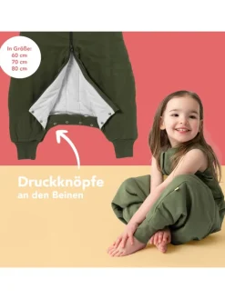 Ganzjahres Schlafsack mit Füßen, 2.5 TOG in Oliv