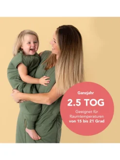 Ganzjahres Schlafsack mit Füßen, 2.5 TOG in Oliv