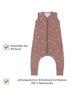 Ganzjahres-Schlafsack mit Füßen Exklusiv in Pusteblume Rosa