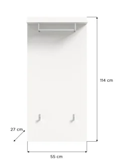 Garderobenkombination (B/H/T: 110x191x37 cm) in weiß und weiß Hochglanz