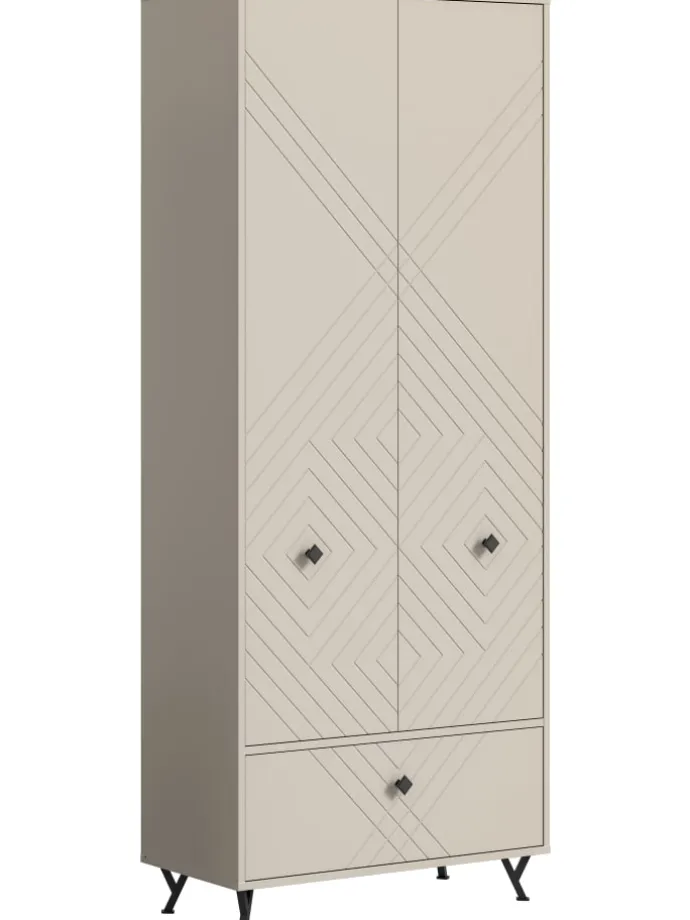 Garderobenschrank (B/H/T: 80x190x35 cm) in sandbeige