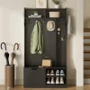 Garderobenset mit Sitzbank in Schwarz - 100×185.5×40 cm