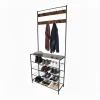 Garderobenständer in Schwarz/ Dunkelbraun - (B)80 x (H)190 x (T)30 cm