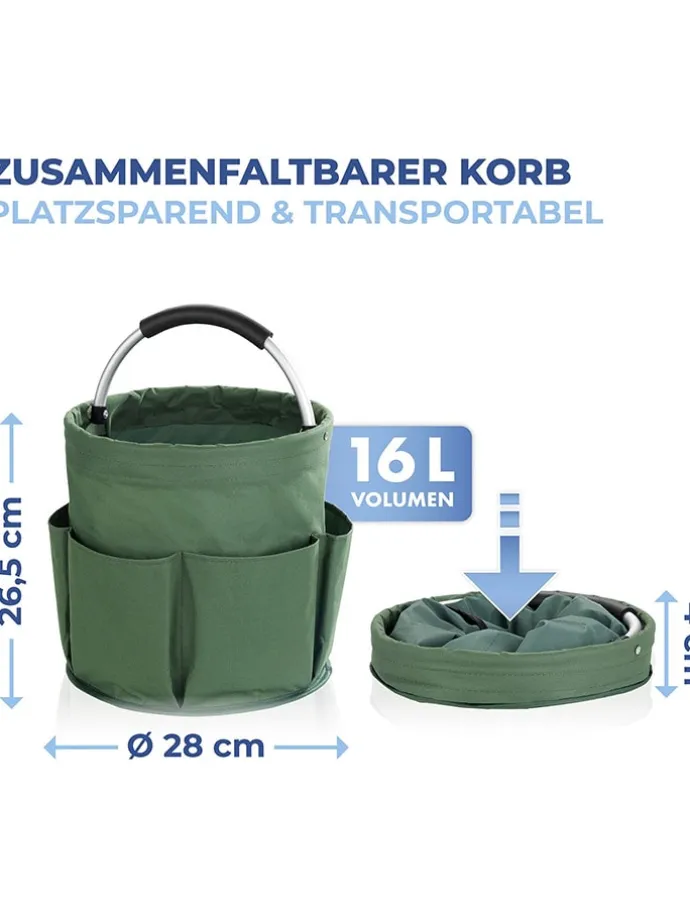 Gartenkorb "Maximex" in Grün - (H)26,5 x Ø 28 cm