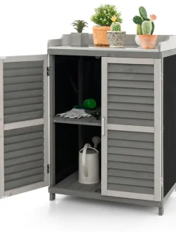 Gartenschrank Tannenholz 67x47x100cm in Grau