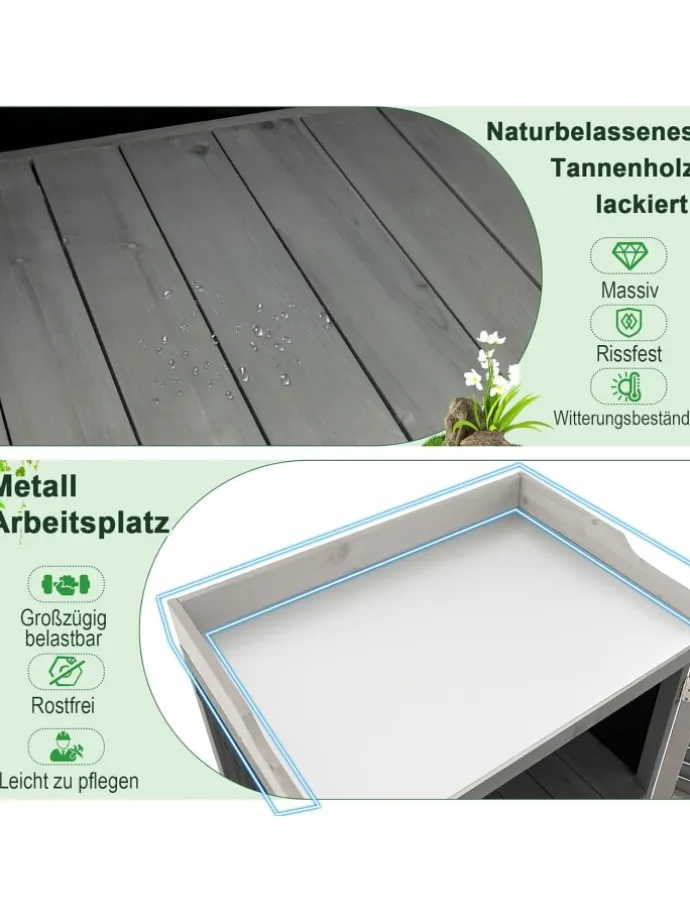 Gartenschrank Tannenholz 67x47x100cm in Grau