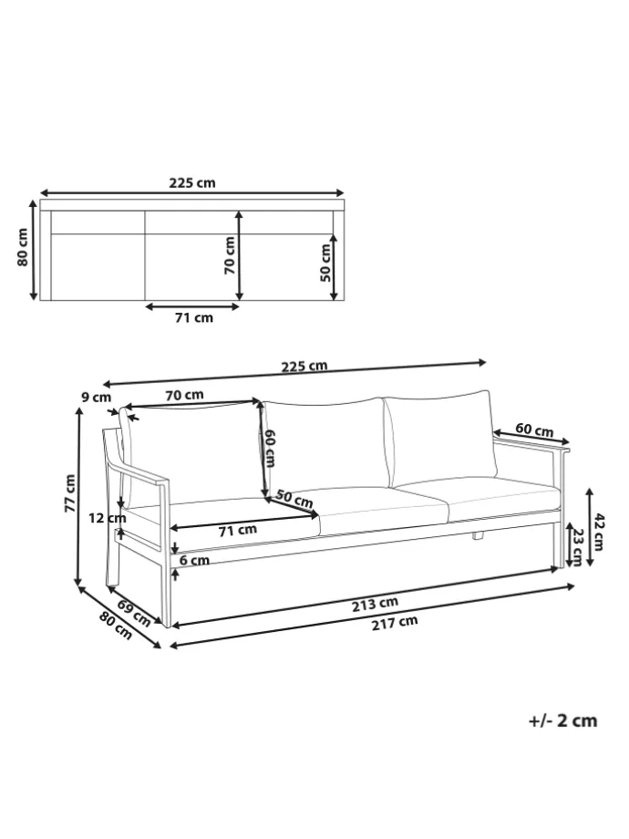 Gartensofa KIATO in Grau - (W) 225 x (H) 77 x (L) 80 cm