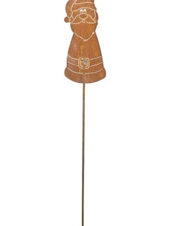 Gartenstab "Weihnachtsmann" in Hellbraun - (B)12 x (H)26 cm