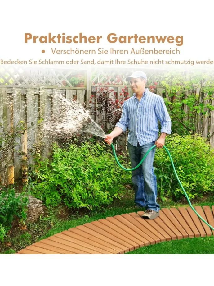 Gartenweg Holz ausrollbar 216x43cm in Beige