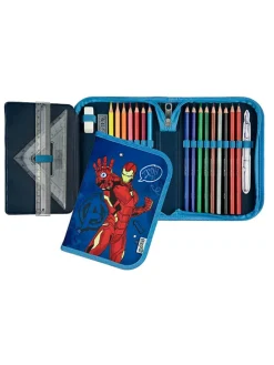 Gefülltes Federmäppchen "Avengers" in Blau/ Rot - (B)14 x (H)20 x (T)3 cm