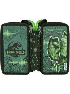 Gefülltes Federmäppchen "Jurassic World" in Grün - (B)20 x (H)13 x (T)7,5 cm