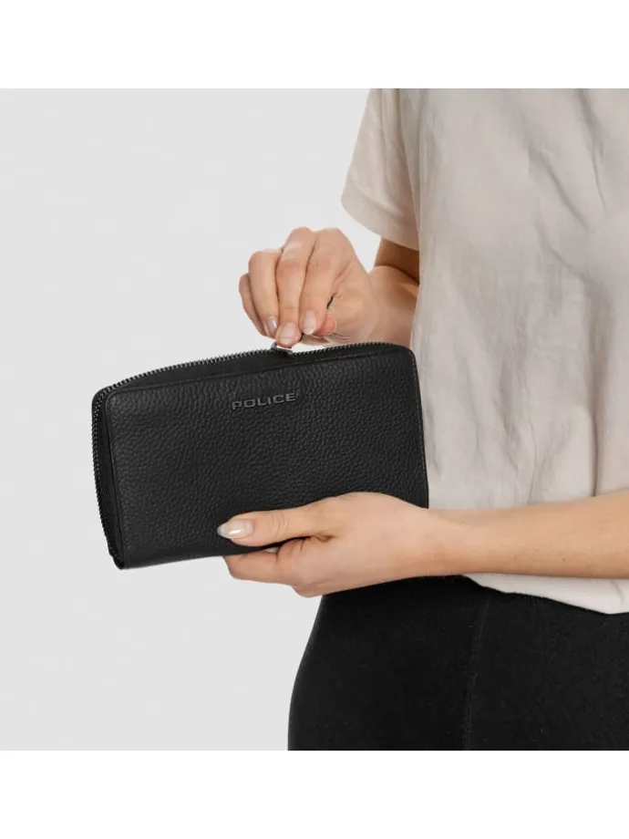 Geldbörse Leder 19 cm in black