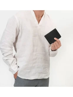 Geldbörse RFID Leder 9,5 cm ausklappbar in black